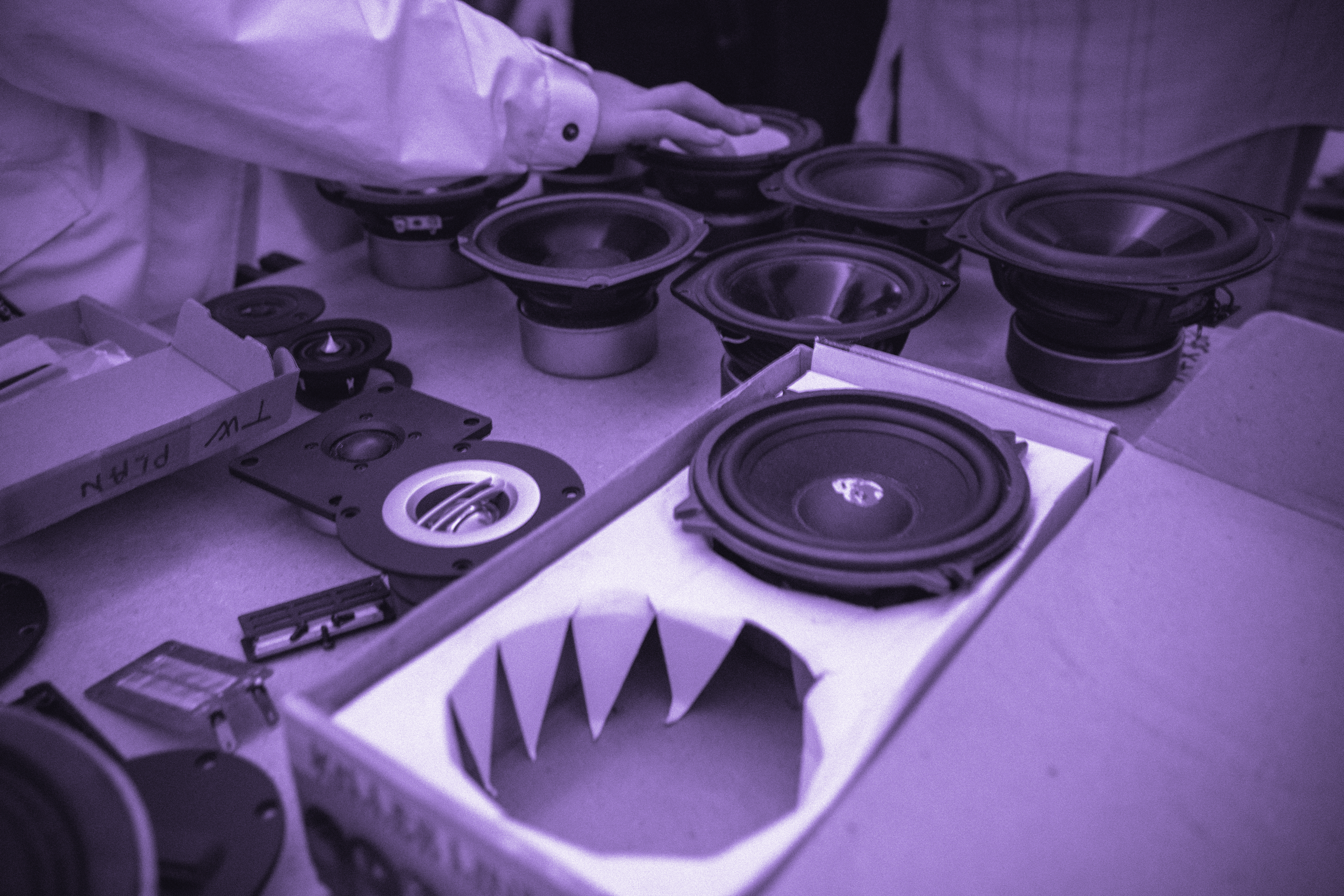 A selection of speaker drivers for the Acousmonium system
